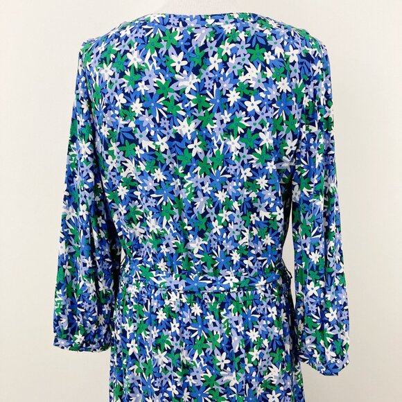 NWT Talbots Floral Tie Waist Dress Size 16 Fit & Flare Notch Neck 3/4 Sleeve - Picture 5 of 8